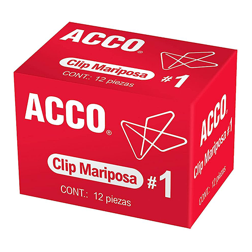 Clip Acco mariposa No. 1, Con 12 piezas, Modelo: P1710