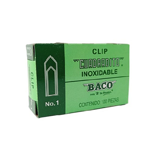 Clip Baco Cuadrado, #1, C/100, (1 Caja)