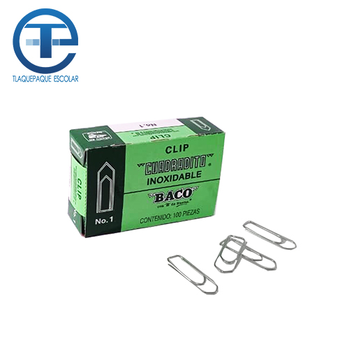Clip Baco Cuadrado, #1, C/100, (1 Caja)