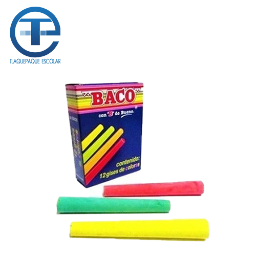 Gis Baco 12 Gises Colores Moldeados, (1 Caja)