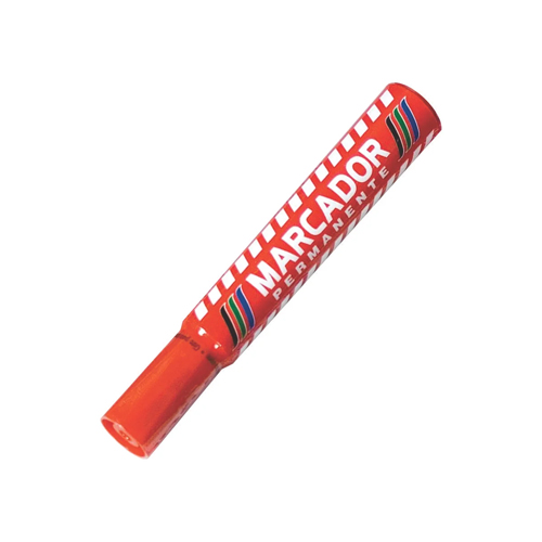 Marcador Baco Permanente Barril Plástico Rojo