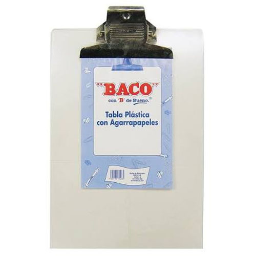 Tabla Agarra Baco Plástico Transparente Tamaño Carta