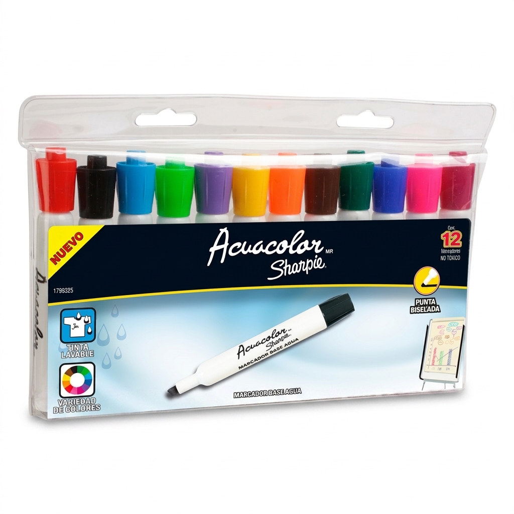 Marcadores Acuacolor, Estuche Con 12 Piezas, (1 Paquete)