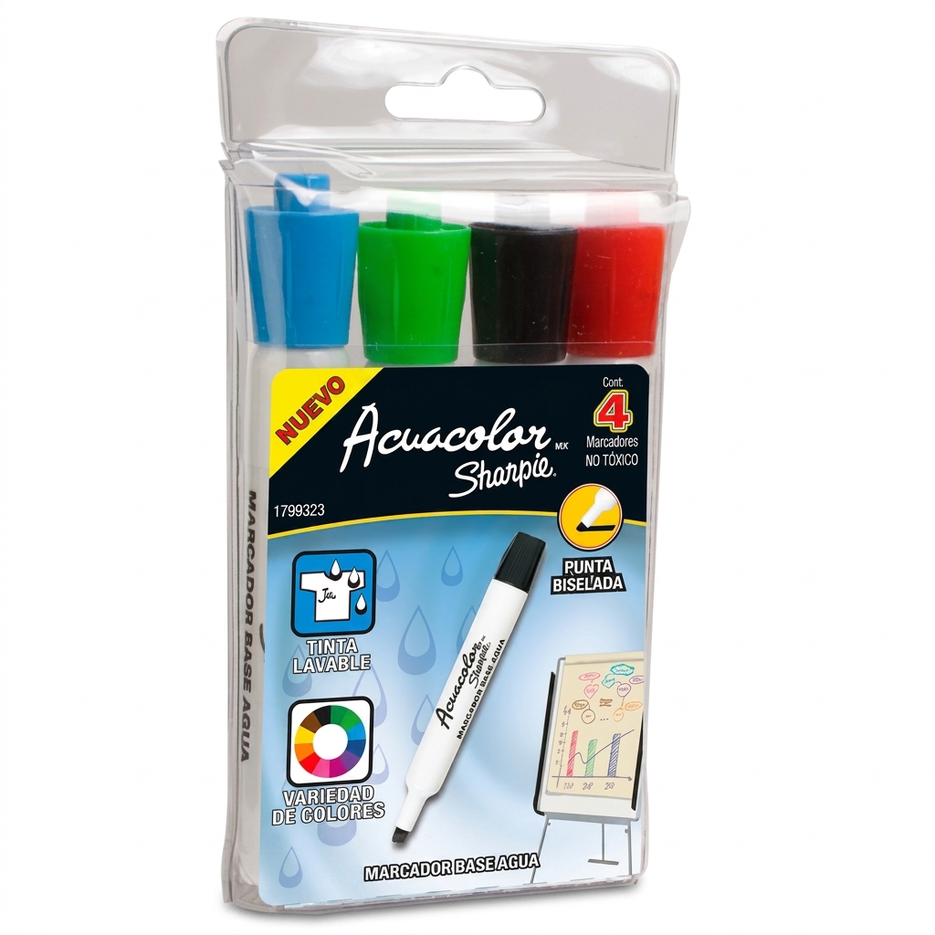 Marcadores Acuacolor, Estuche Con 4 Piezas, (1 Paquete)
