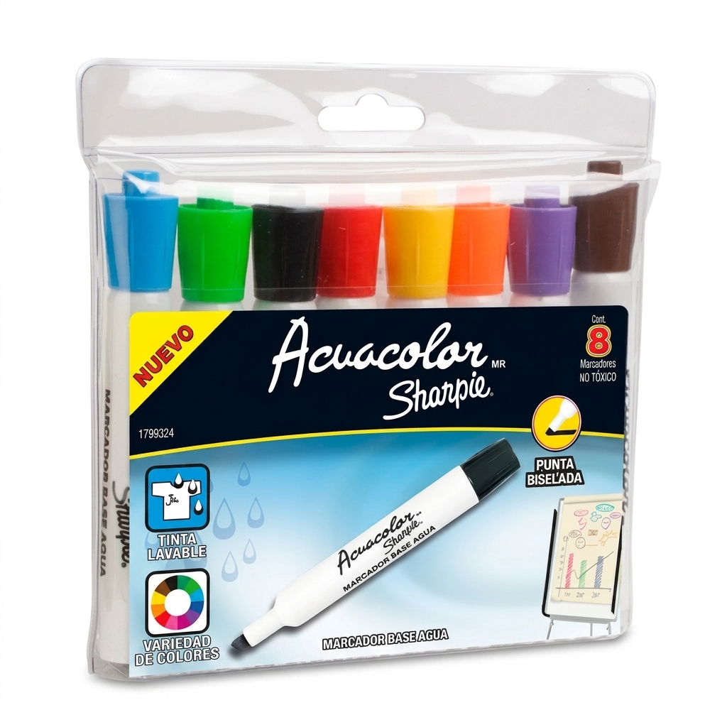 Marcadores Acuacolor, Estuche Con 8 Piezas, (1 Paquete)