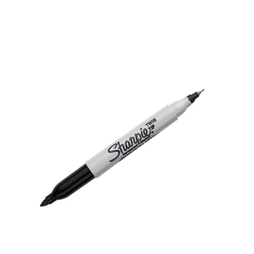 Marcador Permanente Sharpie, Twin Tip, Negro, (1 Pieza)