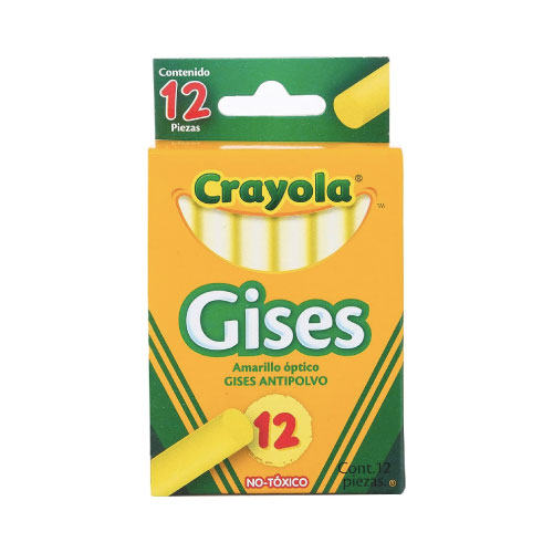 Gis Crayola AntiPolvo, 12 Gises, Amarillo, (1 Caja)