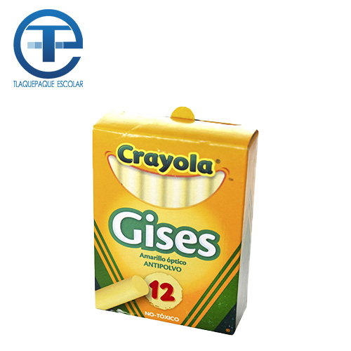 Gis Crayola AntiPolvo, 12 Gises, Amarillo, (1 Caja)