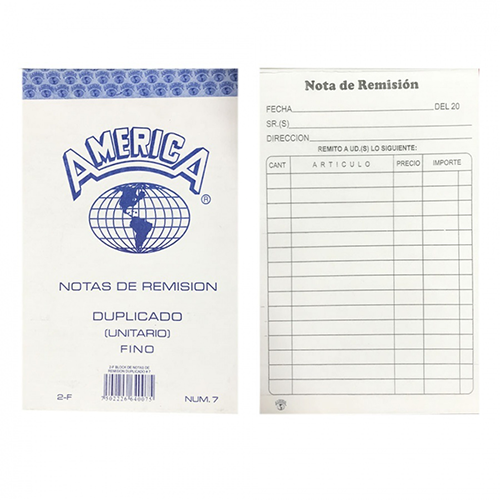 Block América remisión, duplicado, 2-F