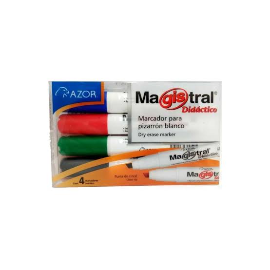 Marcador Azor Magistral Didáctico Punta Cincel 8354 (Estuche con 4 Piezas)