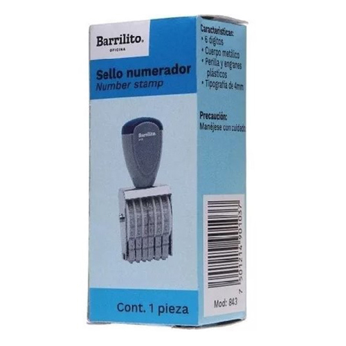 Sello Numerador Barrilito 843, 6 Bandas, 4 mm