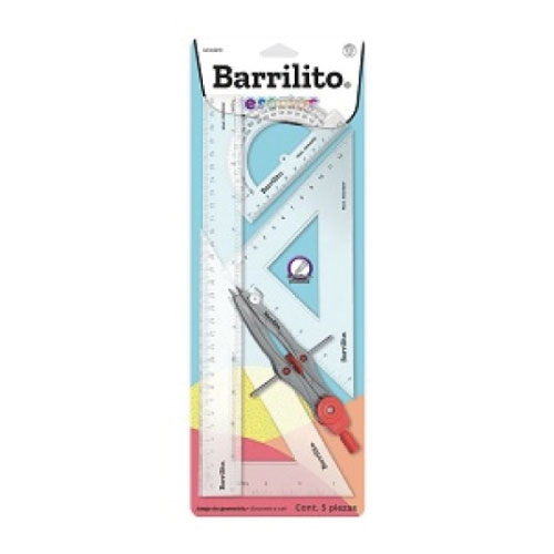 Juego de geometría Barrilito con compas de precisión, Modelo: GEO30W
