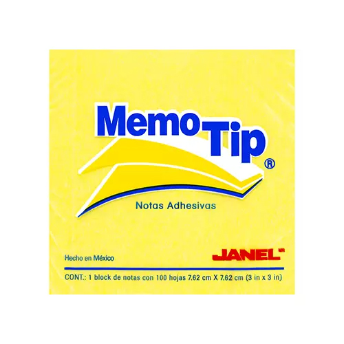 Block De Notas Adhesivas Memo Tip T-54, 3" x 3", Amarillo