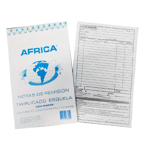 Block África De Remisión Esquela Triplicado Con Pagaré