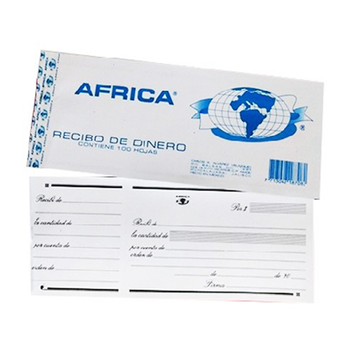 Block África Recibo De Dinero 100 Hojas