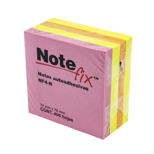 Cubo De Notas Adhesivas Neon Note Fix NF4-N, 3" x 3", 400 Hojas