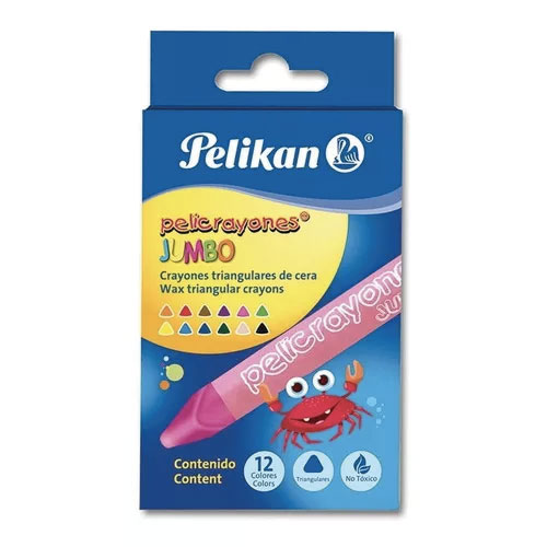 Crayon Pelikan Jumbo Triangular, Con 12, (1 Pieza)