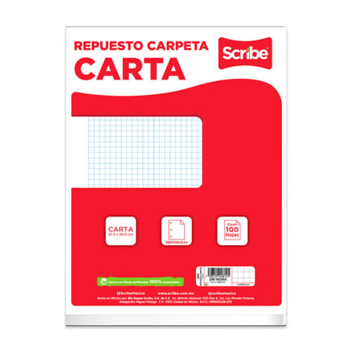 Repuesto Scribe S3400 Carpeta T/C 100H Rayada, (1 pieza)