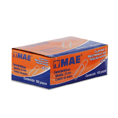 Clip Mae Rectangular #1 CC1, Caja con 100 Piezas