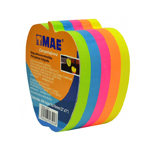 Block De Notas Adhesivas MAE 21277 Figura Manzana Neón, 400 Hojas