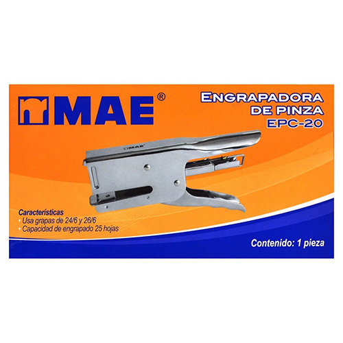 Engrapadora Mae de pinza cromada, Modelo: EPC-20, 1 Pieza.