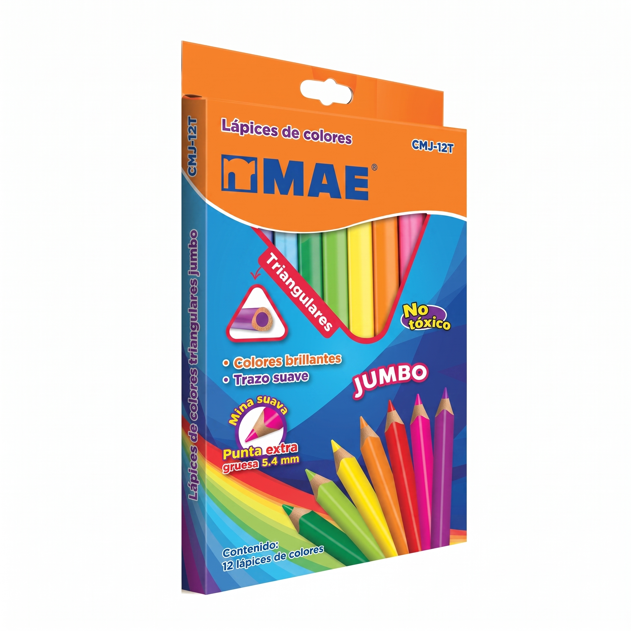 Colores MAE Lápices de Colores Triangulares Jumbo C12 CMJ12T