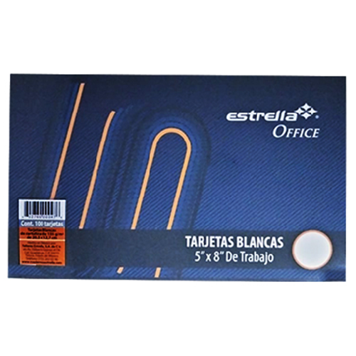 Fichas bibliográficas estrella 5 x 8, blanca, C/100, #047