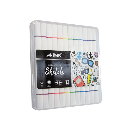 Marcadores A-INK Sketch ASK-12D C/12 Doble Punta Cincel/Pincel
