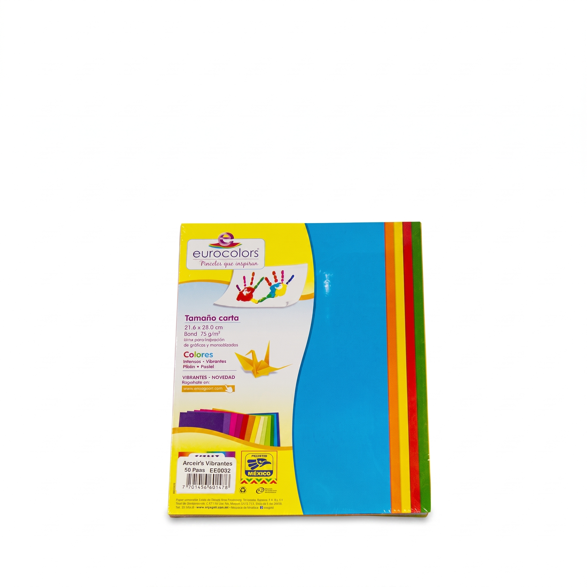 Hoja Eurocolor, Tamaño Carta, 50 Hojas, Arcoíris Vibrantes, (1 Pieza)
