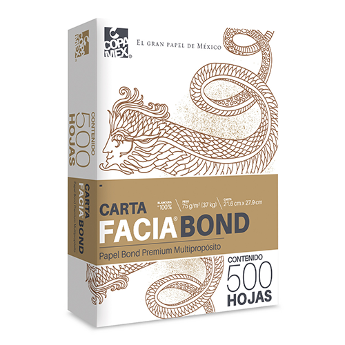 Hoja Facia Bond, 500H, Tamaño carta, 37KG, 100% blancura.