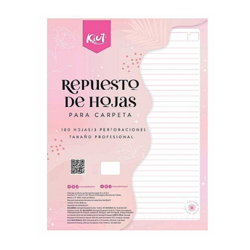 Hoja Repuesto Kiut P/Carpeta 583176 F/Francés Raya C/100H. (1 Pieza)