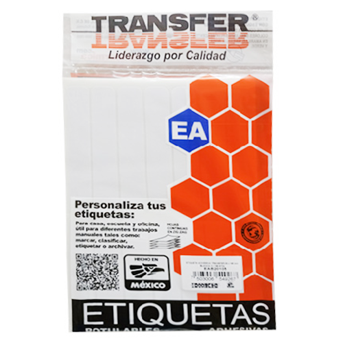 Etiqueta adhesiva transfer #20, 20X105 blanca, Modelo: EAB20105.
