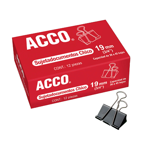 Sujeta documentos Acco chico con 12, ¾”, 19MM, Modelo: P2462, 1 Pieza.