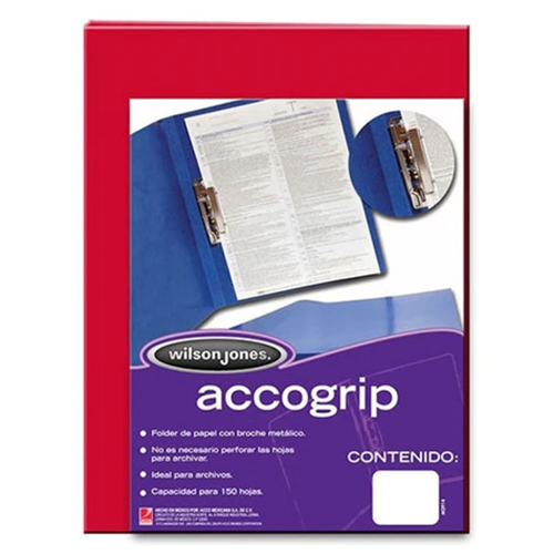 Carpeta Accogrip tamaño oficio, color rojo, con palanca, Modelo: P0971, 1 Pieza