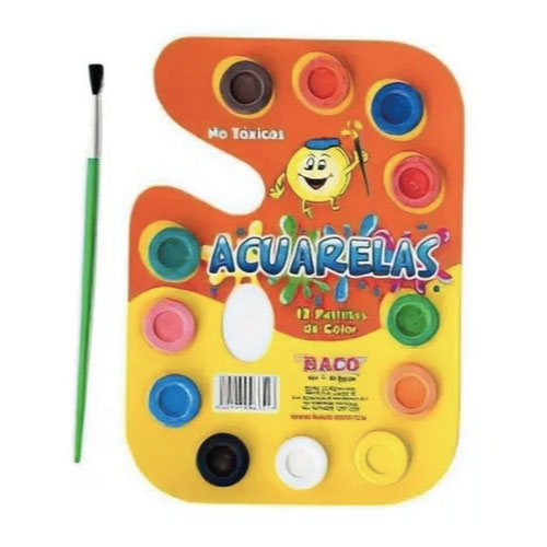 Acuarela Baco C/6 Paleta de Cartón (1 pieza)
