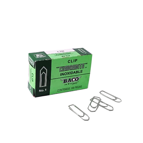 Clip Baco Cuadrado, #1, C/100, (1 Caja)