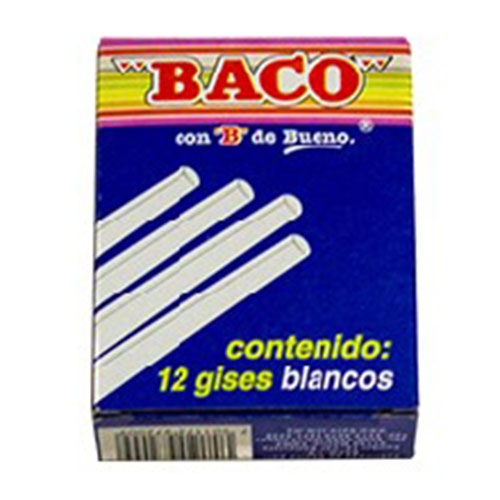 Gis Baco, 12 Gises, Blanco Moldeado, (1 Caja)