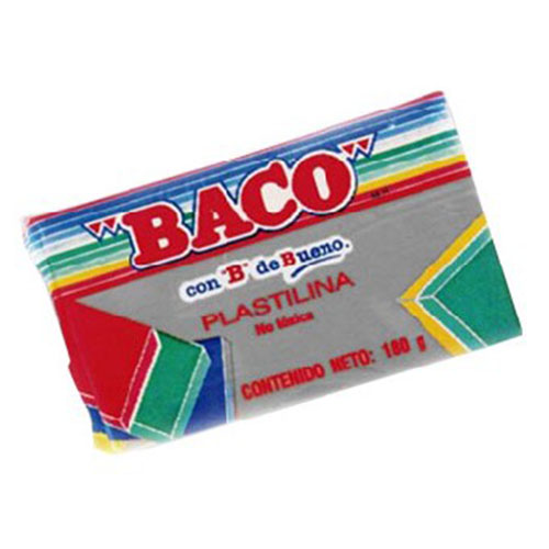 Plastilina Baco Marquilla, 180 Gramos, Gris, (1 Barra)