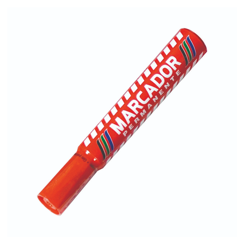 Marcador Baco Permanente Barril Plástico Rojo
