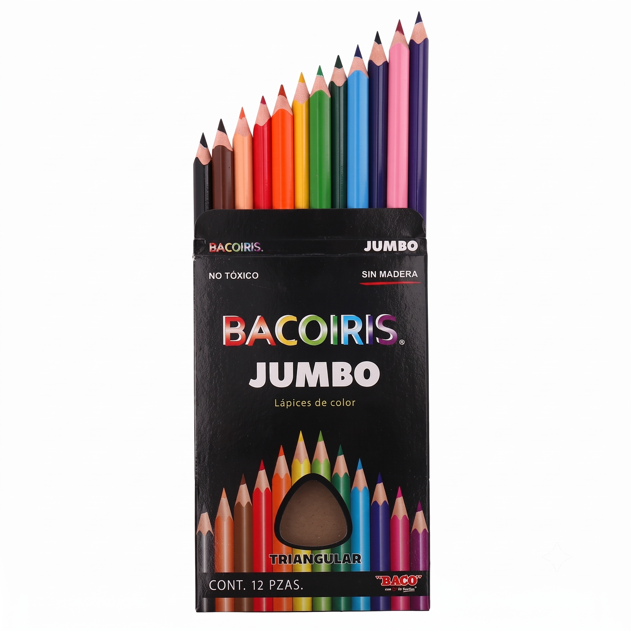 Lápices de Color Baco Bacoiris Jumbo Triangular C12 Pzas