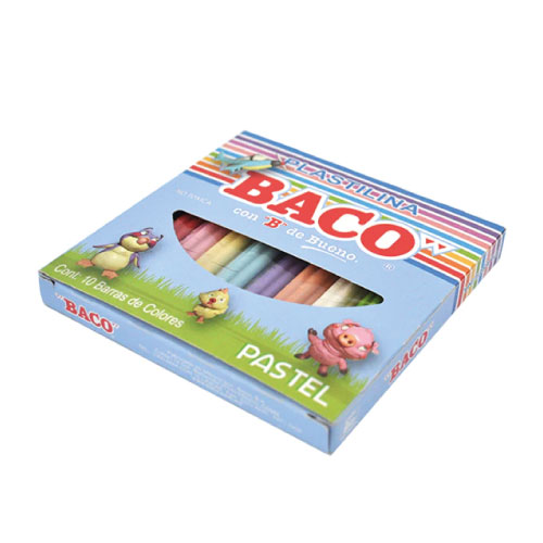 Plastilina Baco Barritas, Caja C/10 Barritas Pastel, (1 Paquete)
