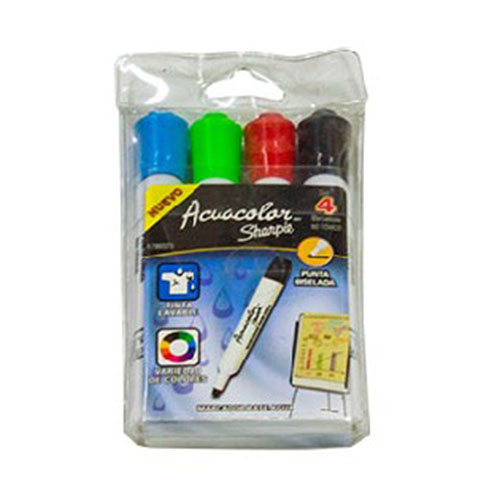 Marcadores Acuacolor, Estuche Con 4 Piezas, (1 Paquete)