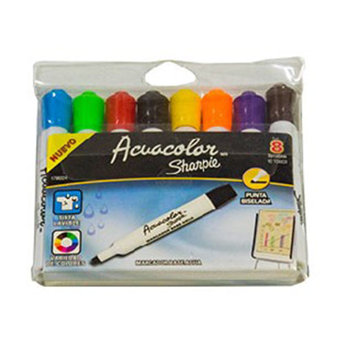 Marcadores Acuacolor, Estuche Con 8 Piezas, (1 Paquete)