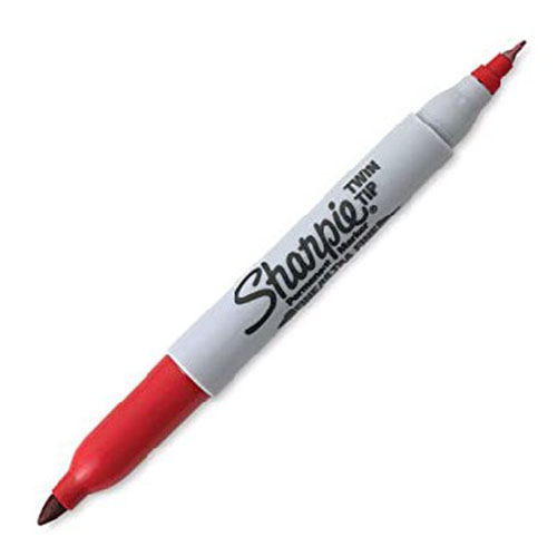 Marcador Permanente Sharpie, Twin Tip, Rojo, (1 Pieza)