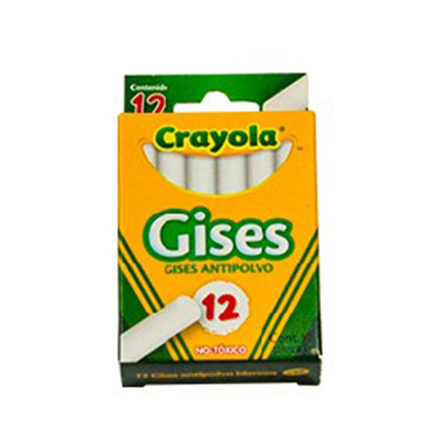 Gis Crayola, 12 Gises, Blanco Comprimido, (1 Caja)
