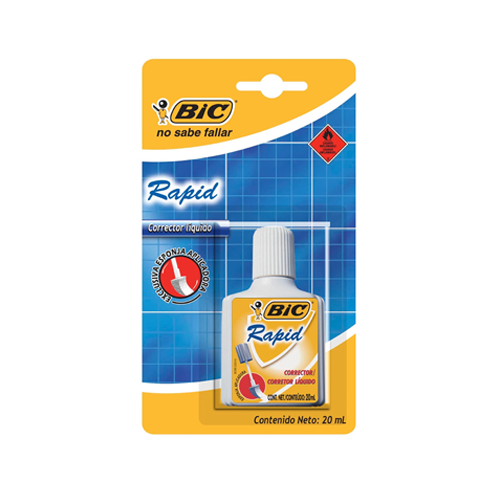 Corrector BIC Secado Rápido Gris 20 ml, pieza 867978