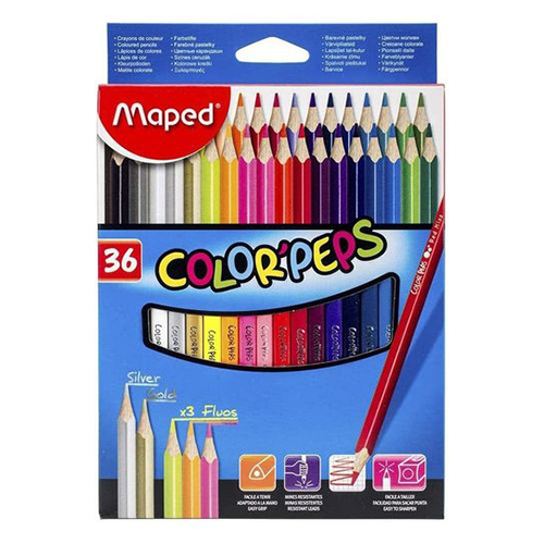 Colores Maped con 36 unidades, largos, Modelo: 832017 (1 Caja)