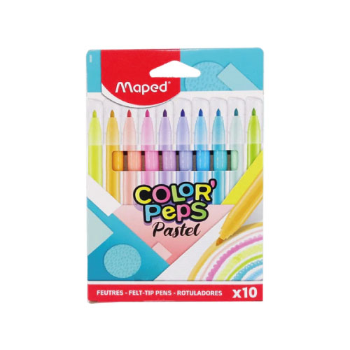 Plumón Maped, Colores Pastel, C/10, (1 Caja)