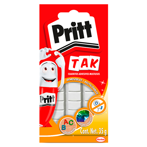 Pegamento adhesivo Pritt Tak, 35 Gramos, Cuadri, 1 Pieza.