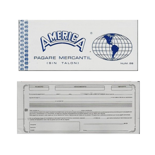Block América Pagaré Mercantil Sin Talón
